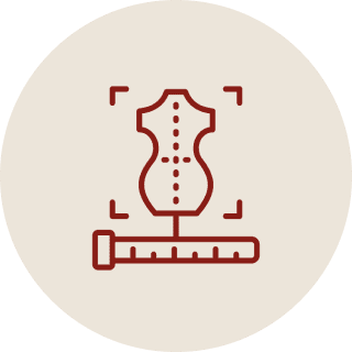 Needle with thread icon on dress